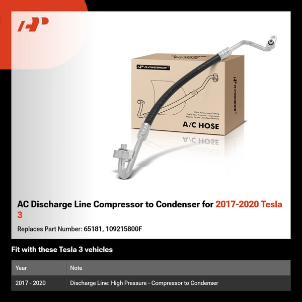 AC Discharge Line Compressor to Condenser for 2017-2020 Tesla 3