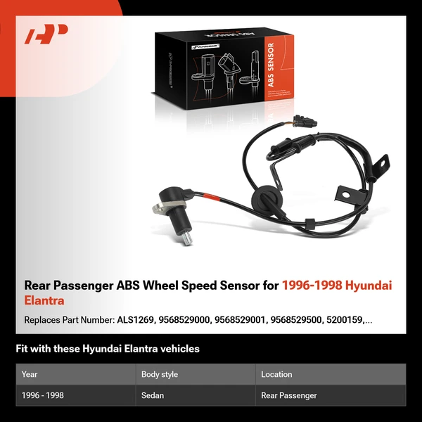 Rear Passenger ABS Wheel Speed Sensor for 1996-1998 Hyundai Elantra