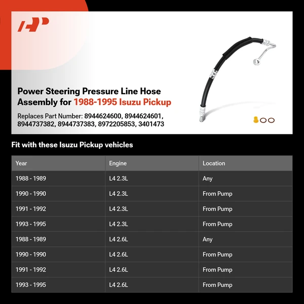 Power Steering Pressure Line Hose Assembly for 1988-1995 Isuzu Pickup