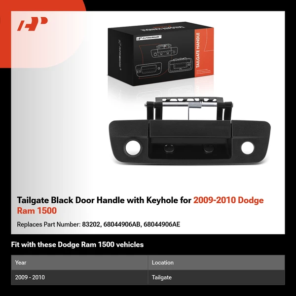 Tailgate Black Door Handle with Keyhole for 2009-2010 Dodge Ram 1500