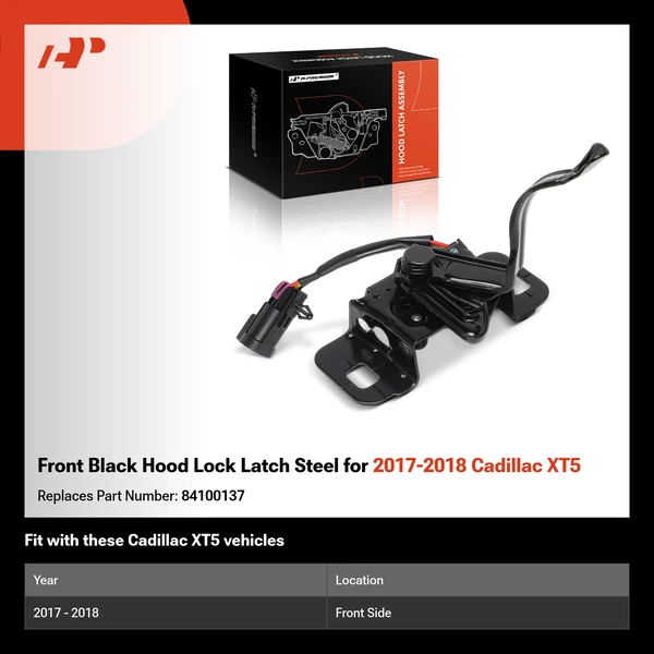 Front Black Hood Lock Latch Steel for 2017-2018 Cadillac XT5