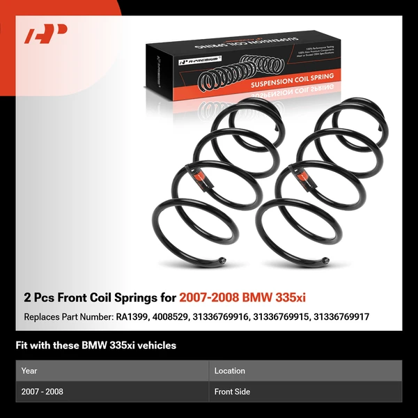 2 Pcs Front Coil Springs for 2007-2008 BMW 335xi