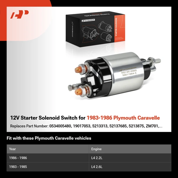 12V Starter Solenoid Switch for 1983-1986 Plymouth Caravelle