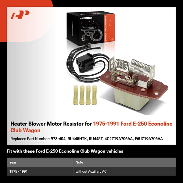 Heater Blower Motor Resistor for 1975-1991 Ford E-250 Econoline Club Wagon