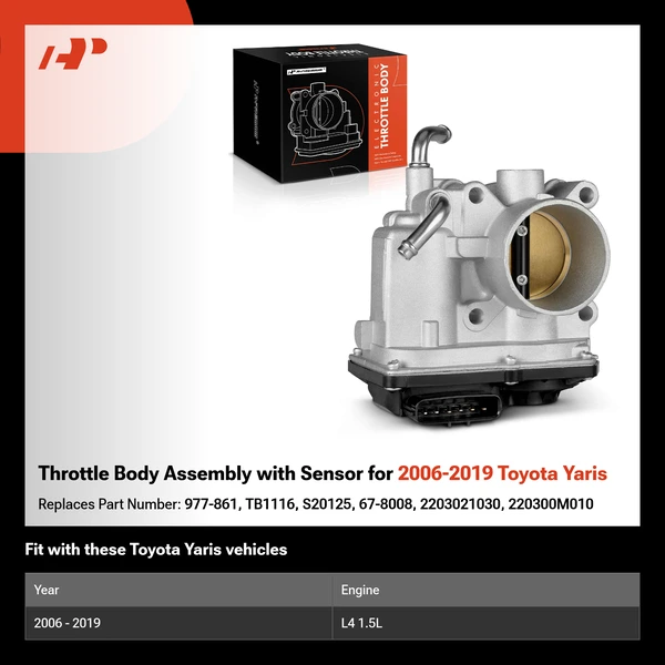 Throttle Body Assembly with Sensor for 2006-2019 Toyota Yaris