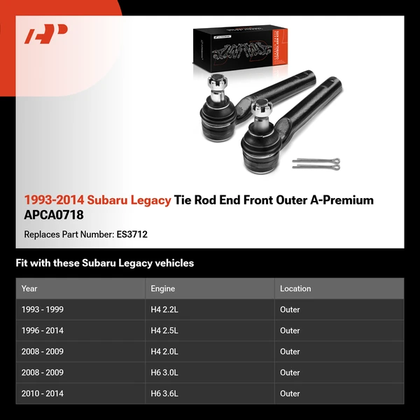 1993-2014 Subaru Legacy Tie Rod End Front Outer A-Premium APCA0718