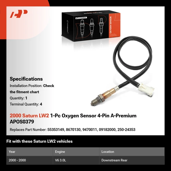2000 Saturn LW2 1-Pc Oxygen Sensor 4-Pin A-Premium APOS0379