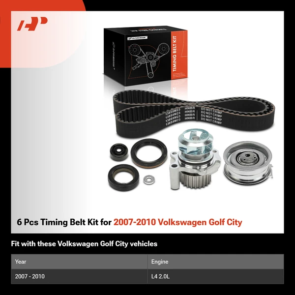6 Pcs Timing Belt Kit for 2007-2010 Volkswagen Golf City