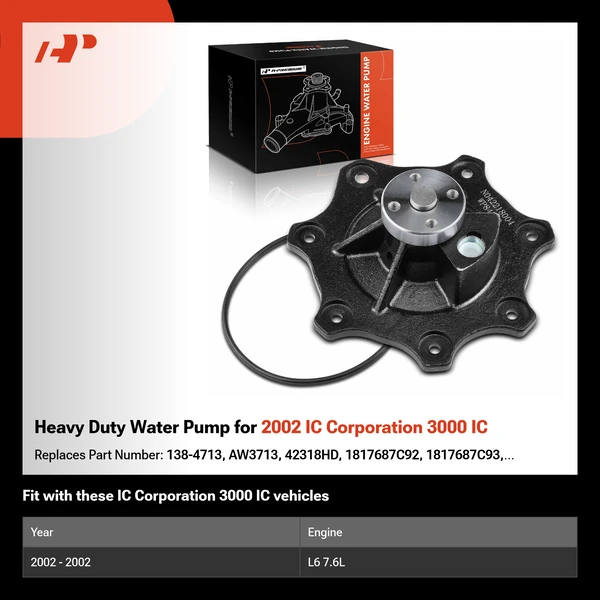 Heavy Duty Water Pump for 2002 IC Corporation 3000 IC