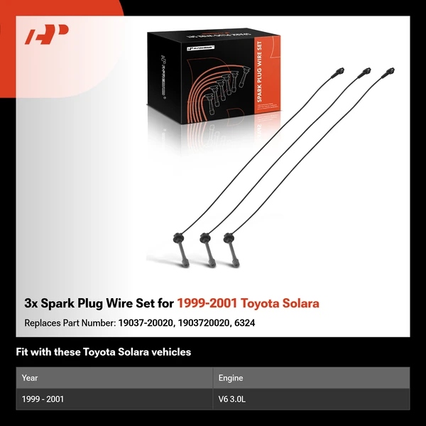 3x Spark Plug Wire Set for 1999-2001 Toyota Solara