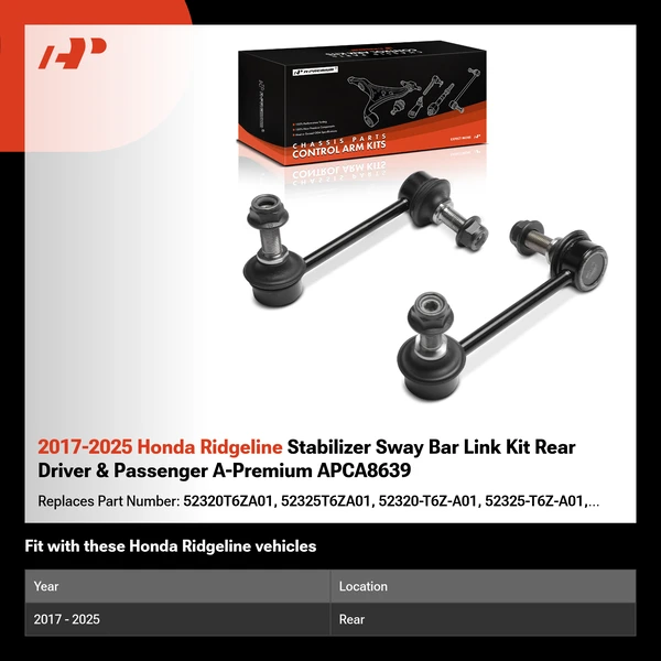 2017-2025 Honda Ridgeline Stabilizer Sway Bar Link Kit Rear Driver & Passenger A-Premium APCA8639