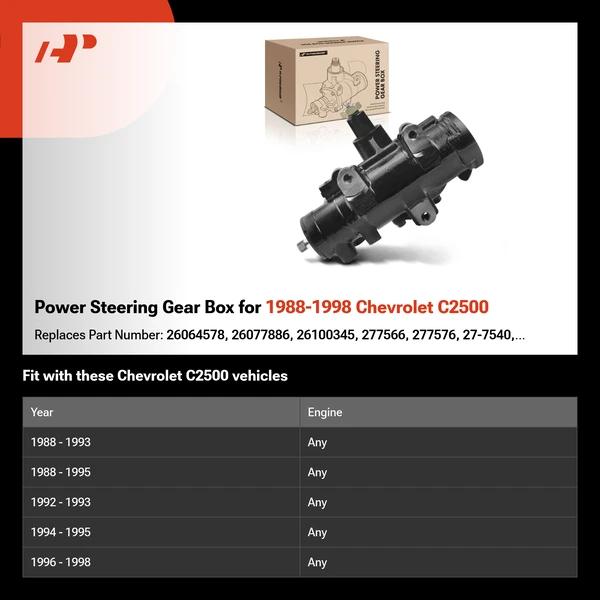 Power Steering Gear Box for 1988-1998 Chevrolet C2500