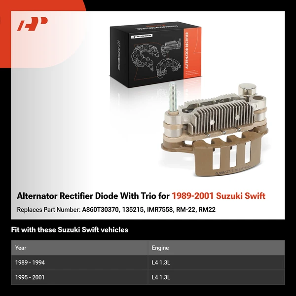 Alternator Rectifier Diode With Trio for 1989-2001 Suzuki Swift