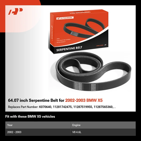 64.07 inch Serpentine Belt for 2002-2003 BMW X5