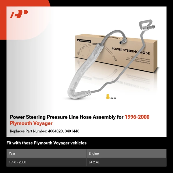 Power Steering Pressure Line Hose Assembly for 1996-2000 Plymouth Voyager