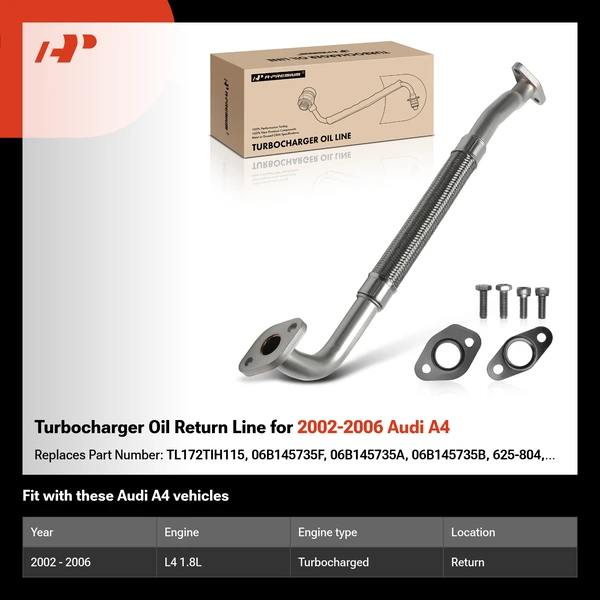 Turbocharger Oil Return Line for 2002-2006 Audi A4
