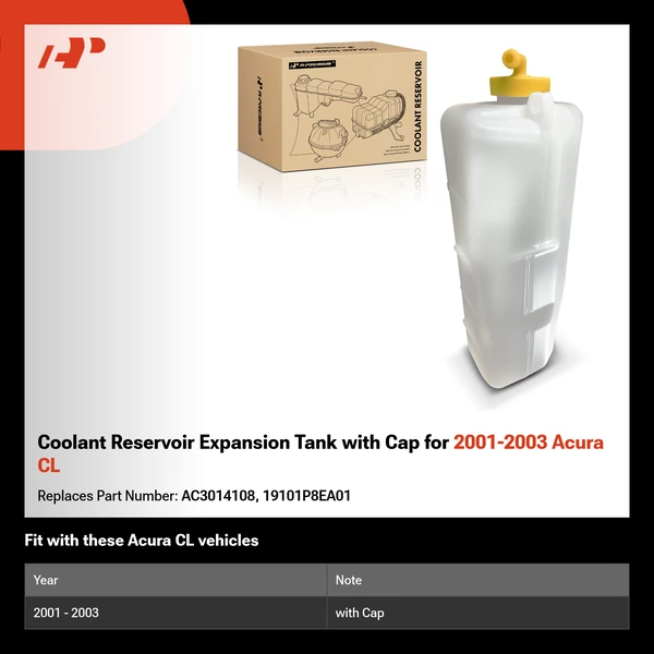 Coolant Reservoir Expansion Tank with Cap for 2001-2003 Acura CL