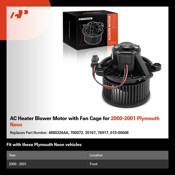 AC Heater Blower Motor with Fan Cage for 2000-2001 Plymouth Neon