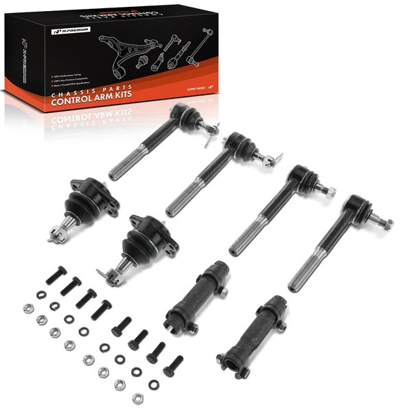 1992-1999 GMC K1500 Suburban A Set of 8 Ball Joint Tie Rod End and Adjusting Sleeve Kit Front Side A-Premium APCA2503
