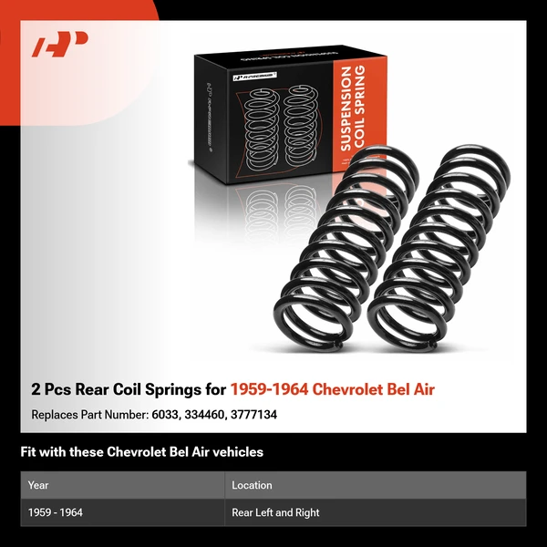 2 Pcs Rear Coil Springs for 1959-1964 Chevrolet Bel Air