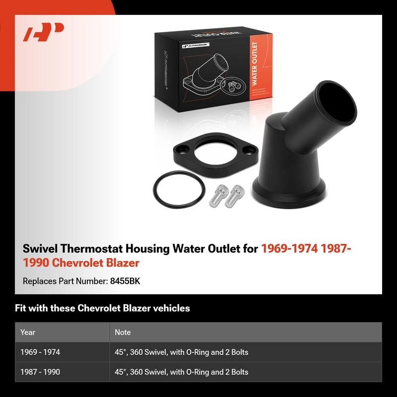 Swivel Thermostat Housing Water Outlet for 1969-1974 1987-1990 Chevrolet Blazer