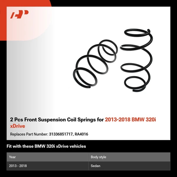 2 Pcs Front Suspension Coil Springs for 2013-2018 BMW 320i xDrive