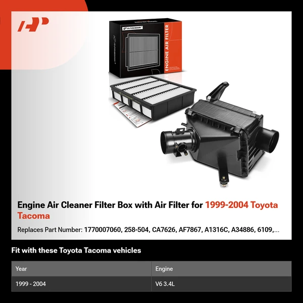 Engine Air Cleaner Filter Box with Air Filter for 1999-2004 Toyota Tacoma