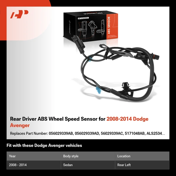Rear Driver ABS Wheel Speed Sensor for 2008-2014 Dodge Avenger