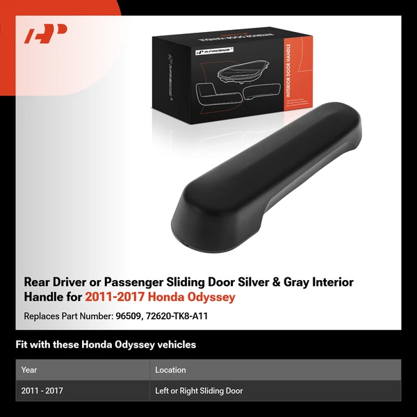 Rear Driver or Passenger Sliding Door Silver & Gray Interior Handle for 2011-2017 Honda Odyssey