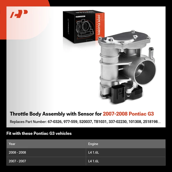 Throttle Body Assembly with Sensor for 2007-2008 Pontiac G3