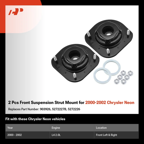 2 Pcs Front Suspension Strut Mount for 2000-2002 Chrysler Neon