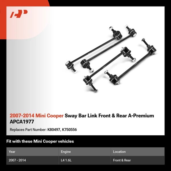 2007-2014 Mini Cooper Sway Bar Link Front & Rear A-Premium APCA1977
