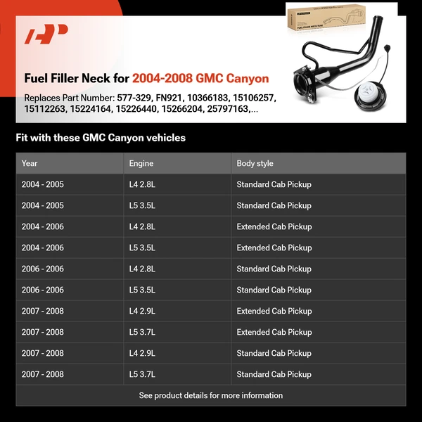 Fuel Filler Neck for 2004-2008 GMC Canyon