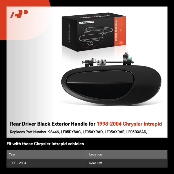 Rear Driver Black Exterior Handle for 1998-2004 Chrysler Intrepid