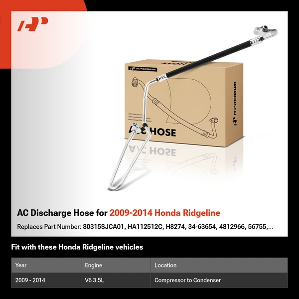 AC Discharge Hose for 2009-2014 Honda Ridgeline