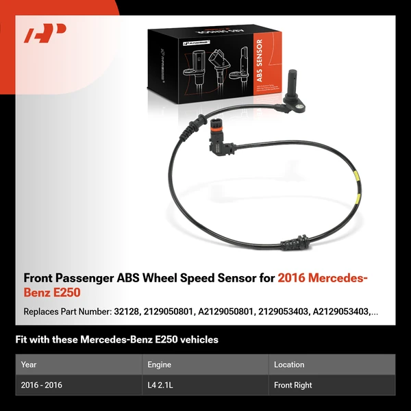 Front Passenger ABS Wheel Speed Sensor for 2016 Mercedes-Benz E250