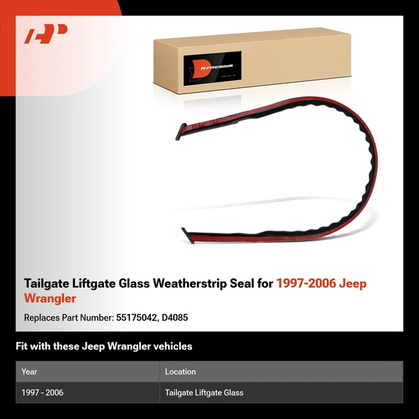 Tailgate Liftgate Glass Weatherstrip Seal for 1997-2006 Jeep Wrangler