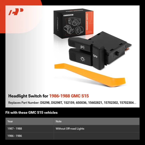 Headlight Switch for 1986-1988 GMC S15