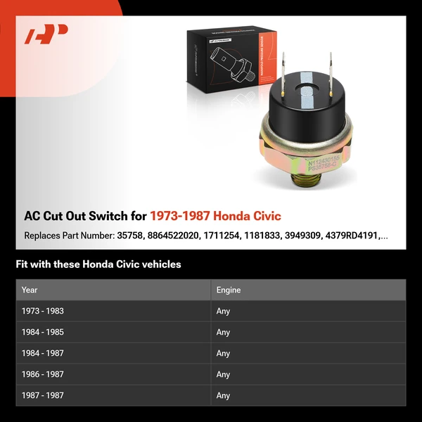 AC Cut Out Switch for 1973-1987 Honda Civic