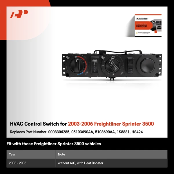 HVAC Control Switch for 2003-2006 Freightliner Sprinter 3500