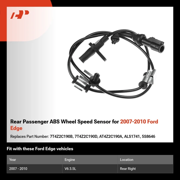 Rear Passenger ABS Wheel Speed Sensor for 2007-2010 Ford Edge