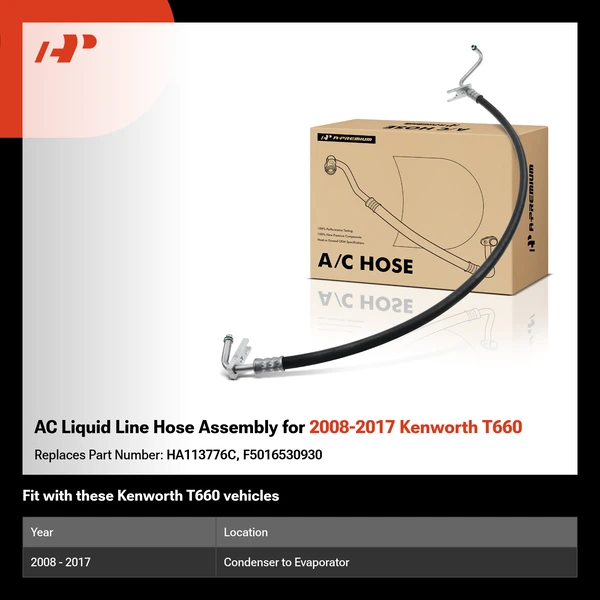 AC Liquid Line Hose Assembly for 2008-2017 Kenworth T660