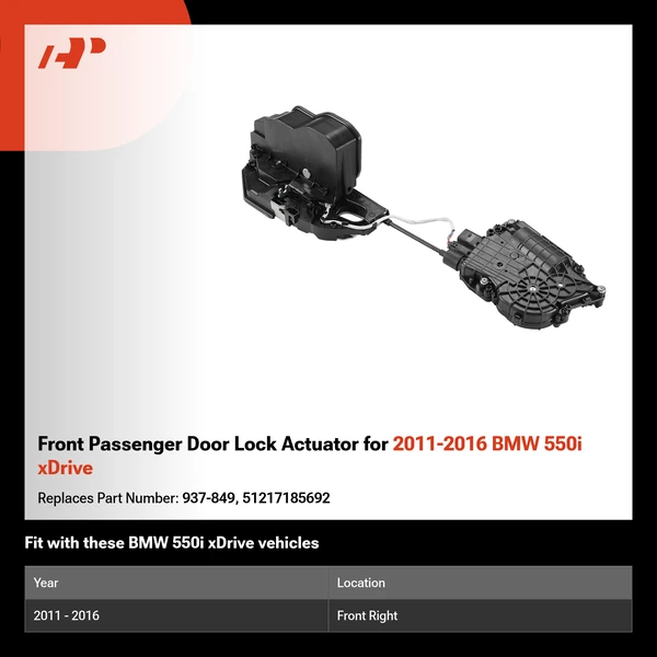 Front Passenger Door Lock Actuator for 2011-2016 BMW 550i xDrive