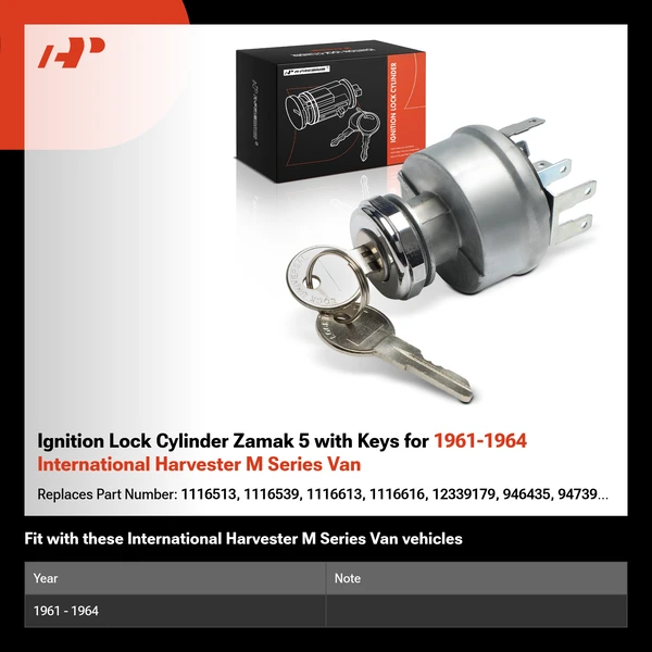 Ignition Lock Cylinder Zamak 5 with Keys for 1961-1964 International Harvester M Series Van