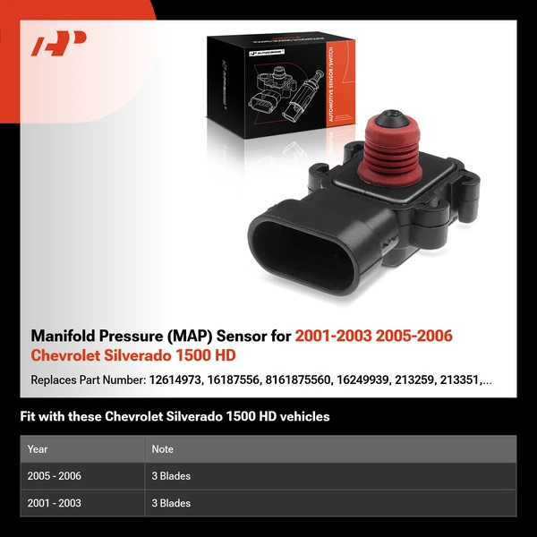 Manifold Pressure (MAP) Sensor for 2001-2003 2005-2006 Chevrolet Silverado 1500 HD