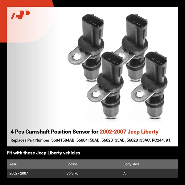 4 Pcs Camshaft Position Sensor for 2002-2007 Jeep Liberty