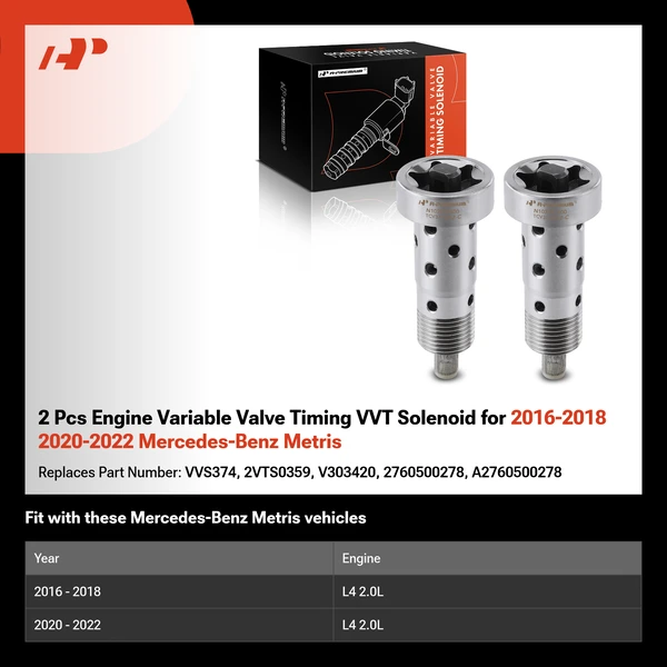2 Pcs Engine Variable Valve Timing VVT Solenoid for 2016-2018 2020-2022 Mercedes-Benz Metris