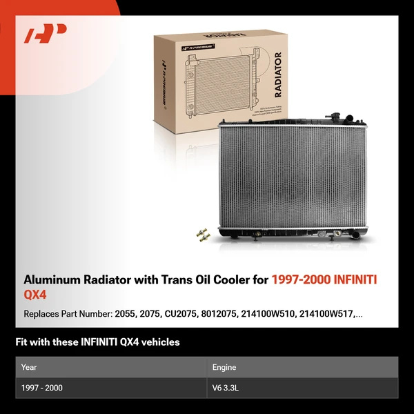 Aluminum Radiator with Trans Oil Cooler for 1997-2000 INFINITI QX4