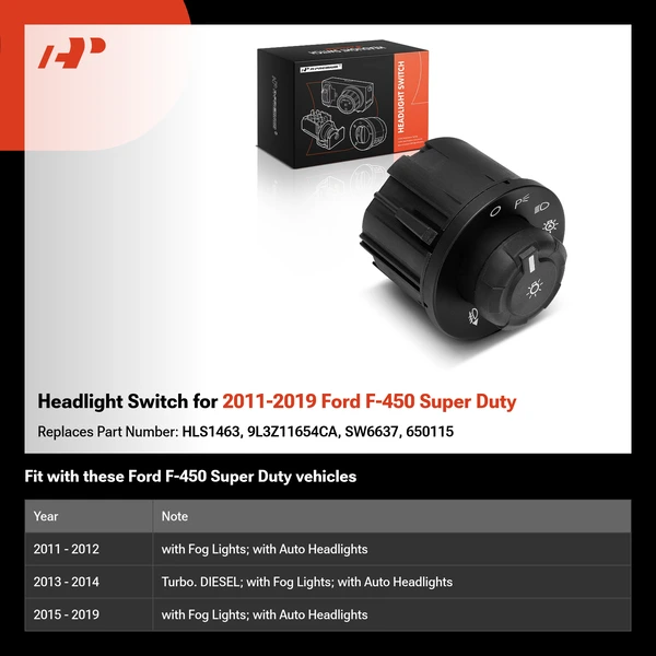 Headlight Switch for 2011-2019 Ford F-450 Super Duty
