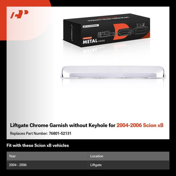 Liftgate Chrome Garnish without Keyhole for 2004-2006 Scion xB